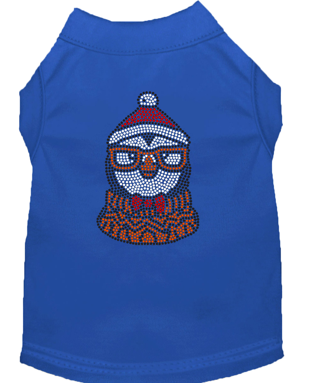 Hipster Penguin Rhinestone Dog Shirt Blue Sm